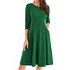 GRACE KARIN Abito da Donna autunno manica lunga abito svasato abito longuette casual girocollo da Donna M verde scuro -7