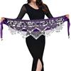 MUNAFIE Belly Dance - Fascia per danza del ventre, da donna, professionale, viola e argento., Einheitsgröße