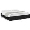 Keyroto Struttura Letto con Cassetti Giroletto Matrimoniale Letto Matrimoniale con Contenitore in Legno Multistrato Nero 180x200 cm