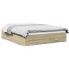 Keyroto Struttura Letto con Cassetti Giroletto Matrimoniale Letto Matrimoniale con Contenitore in Legno Multistrato Rovere Sonoma 160x200 cm