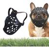 EHOTER Museruola corta per cani Bulldog francese con design con linguetta, per evitare di mangiare cose mordendo leccate in rete e museruola traspirante per cani per toelettatura e passeggiate (nero-L)
