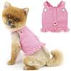 PAIDEFUL Pettorina per cani in denim per cani di piccola taglia, abbigliamento per cuccioli di piccola taglia, set con pettorina e guinzaglio, per primavera ed estate, con anello a D, senza maniche,