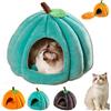 ZHKVAG Pumpkin Cat Bed, Cat Beds for Indoor Cats, Halloween Cat Bed, Cute Pumpkin Shape Cat Cave Bed Cat House Tent with Removable Cushion for Cats Small Dogs, Semi-Enclosed Pet Kennel (S,Blue)