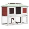 HOMIUSE Conigliera per Esterni a Due Piani Bianco e Rosso in Legno 105x68x105 cm Casetta Piccoli Animali Gioco Spazio di Movimento Allenamento Area di Riposo per Conigli Cavie e Altri Animali