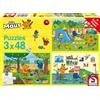 Schmidt Ein Tag mit der Maus, 3x48 Teile Puzzle: Kinderpuzzle, Die Maus
