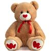 BEJOY Orsacchiotto gigante di 91 cm, grande orsacchiotto di peluche con cuore rosso amore per fidanzata e bambini, San Valentino, 36 pollici, marrone