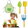 DKINY 4pcs Bambini Giardino Set Attrezzi Giardino Grembiule con Pala Mano Vanga erbaccia rastrello Giardino Giocattolo Giardino aiutante Giardino Spiaggia all'aperto Giocattolo per Ragazzo Ragazza