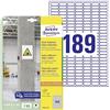 Avery Zweckform l7871 - 20 forte haftende carta autoadesiva, 25,4 x 10 mm, 20 fogli/3780 etichette, colore: bianco