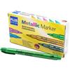 Plus Office - 12 pennarelli con effetto metallizzato, pennarelli permanenti per scrivere, dipingere, marcare qualsiasi tipo di materiale, pennarelli metallici con punta da 1,2 mm (verde)