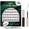 Lanciley Ciglia Finte Ciuffetti con Colla 45 Ciuffetti 3D Extension Riutilizzabili C CC D Curl 10/12/14/15/16mm Lunghezza Impermeabili, Adesivi - Naturali Stile