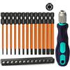 Hakkin Set di punte Torx T5-T40, lunghezza 75 mm, 13 cacciaviti Torx da 1/4, set di cacciaviti magnetici a stella con foro S2, in acciaio, set di punte esagonali con manico T20 per avvitatore a