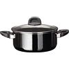 Silit Modesto Line - Pentola grande 24 cm, con coperchio in vetro, a induzione, 4,4 l, in ceramica funzionale Silargan, colore: Nero