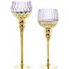 DRW Set di 2 tazze portacandele in vetro viola e oro ø10x36+ø10x40 cm