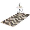 Relaxdays Tappetino di Cotone e Iuta, 70x140cm, Tappeto Antiscivolo a Zig-Zag, Salotto, Corridoio e Camera, Beige Nero