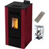 Generico Stufa a Pellet ventilata Alida 9 Stagna 8,74 Kw Bordeaux 4 Stelle 83,70 m2 riscaldabili On Fire Line (Stufa + Kit canalizzazione + Telecomando)