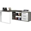 Composad | Scrivania della Linea DISEGNO con 3 Cassetti e 2 Vani, Scrivania Angolare con Cassetti e Libreria, Dimensioni (LxAxP) 160x74,80x140 cm, Colore Rovere Sonoma e Bianco Laccato, Made in Italy