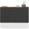 WHOUS Credenza e Buffet GARDA per Soggiorno con 1 Cassetti e 3 Ante, Madia per Salotto, Cucina e Sala da Pranzo in Legno, 120,1x35x70 cm, Antracite Opaco e Rovere
