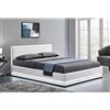 CONCEPT USINE - Letto Matrimoniale New York in Similpelle Bianca con LED e Contenitore Integrato 160 x 200 cm - Giroletto Design 2 Piazze con Rete a Doghe per 2 Persone - Colore LED Bianco
