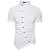 Huixin Uomo Camicia Estivi Moda Giovane Diagonale Single Breasted Camicette in Alto Tee Manica Corta Collo Coreana Irregular Monocromo Camicia Tempo Libero Unico Tendenza (Bianco,M)