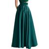 QWUVEDS Gonna da sera da donna in raso a vita alta, casual, linea ad A, extra lunga, colore nero, verde, XXL