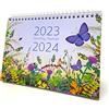 Exacompta - Ref GS010Z Luglio 2023 - Agosto 2024 Calendario mensile e calendario da scrivania design farfalla, mese per pagina, include festività del Regno Unito 210 mm x 150 mm, sta saldamente su una