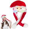 TaimeiMao Cappello Babbo Natale con LED Luci,Cappello da Coniglio Orecchio in Peluche e Barba che si Muove, Divertente Cappello a Forma di Babbo Natale Cappelli Natalizi Uomini Donna per Cosplay Compleanno