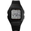 SKMEI Orologio da polso da uomo, digitale, sportivo, impermeabile, con cronografo a doppio tempo e conto alla rovescia, retroilluminato 3-ALL Nero