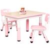 FUNLIO Tavolino con 2 Sedie per Bambini, Tavolino e Sedie Regolabili in Altezza per Età 3-8 Anni per Aule/Case, Tavolo Bambini per Arti Facile da Pulire, Approvato CPC e CE (3 pezzi)-Rettangolo-Rosa