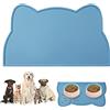 VSSHE Tappetino Ciotola Cani e Gatti in Silicone, 44 x 25 cm Tappetino per Ciotola di Cibo Antiscivolo, Tappetino Sottociotola per Animali Domestici, Evitare Fuoriuscite di Acqua o Cibo (Blu)