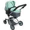 Bayer Chic 2000 - Passeggino per bambole Mika, passeggino combinato 2 in 1 per bambini dai 4 agli 8 anni, passeggino per bambole fino a 52 cm, Melange Menta
