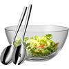 WMF Taverno 3-piece set, 1 salad bowl and 2 salad cutlery made of glass, polished Cromargan stainless steel, dishwasher safe, diameter 25 cm