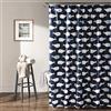 Lush Decor Tenda da doccia in tessuto con stampa di pesci oceanici per bambini, 183 x 183 cm, blu navy