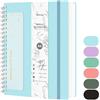 Qefuna Notebook A4 a Righe, Quaderno a Spirale 300 Pagine, Carta Antiinchiostro 100g/M², Copertina Rigida in PVC, con Righello, Tasche Espandibili, Elastici, per Donna, Uomo, 21x 28 cm - Blu
