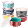 DOWAN Pirottini per Soufflé con Coperchio, 6 X 120 ml Stampi a Prova di Forno per Crème Brulée, Muffin, Mini Ciotola Porcellana per Forno, Salsa, Snack, Fruttoda, Ø 9,0cm-Colori Vivaci
