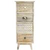 Rebecca Mobili Comodino Legno Vintage, Cassettiera Piccola, 4 Cassetti, Marrone Chiaro Bianco Shabby, Portaoggetti Biancheria - Misure: 81,5 x 30 x 30 cm (HxLxP) - Art. RE6619