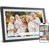 Lourcel Cornice Digitale WiFi 16GB, Cornice Digitale Foto da 10,1 Pollici, Condivisione di foto su Portafoto Digitale app da Qualsiasi Luogo, Schermo Touch Screen 1280x800, Rotazione Automatica (White)