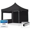 TOOLPORT Gazebo Pieghevole Giardino 3x3m - 2 laterali Alluminio Telo idrorepellente Padiglione Mercati Sagre nero