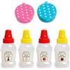 TAFACE 4 mini contenitori per salsa con 2 contenitori per condimenti, mini bottiglie per condimenti, bottiglie per condimenti con coperchio, dispenser per condimenti, adatto per campeggio, picnic