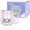 SHENDONG Dolce Gatto Tazze Dolce Tè Gatto Tazza da Caffè con Manico 250ML Tazza Latte per Compleanno Personale, San Valentino e Ufficio (Gatto Rosa)