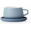Viva Scandinavia Viva Ella, Tazza da tè o caffè con piattino, in porcellana, con manico, 0,3 L, colore: Azzurro