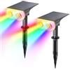 Linkind StarRay Luci Solari Esterno Giardino RGB, 22 LED Faretti Solari Colorate Decorative, 800LM Lampade Solari da Giardino Impermeabile IP65 per Cortile Prato Piscina, 2 Pezzi