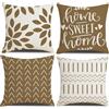 Homefeelzydys Federe per cuscini, federe per cuscini 45 x 45 set di 4 federe quadrate marroni fodere per cuscini 16 x 16 pezzi confezione da 4 per patio esterno giardino Blench soggiorno divano arredamento fattoria