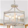 KMaiPem Bianco Lampadario Camera da Letto Classico, 4 Luci Shabby Chic Vintage Lampadario a Sospensione Soggiorno, Francese Fattoria Rustico Lampadari Moderni Convertibile Plafoniera Cucina