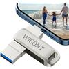 WIGONT Chiavetta USB per i Phone Pen Drive 128 GB, 3 in 1 Pendrive per Salvare Altro più Foto e Video Diversi Dispositivi. Pen Drive lphone Memoria USB per i0S/iPad/PC.