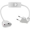 HuaLiSiJi Prolunga Europeo con Interruttore 2.5A 250V Prolunghe Elettriche Europeo Cavo Prolunga Europeo Corta, per Elettrodomestici, Lampada, Spina di Ricarica, TV, PC Ecc (Bianco, 0.5m)