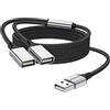 MOGOOD Cavo splitter USB Y splitter adattatore Dual USB 2.0 cavo di rete per carica/trasferimento dati Dual Double USB Extender Hub Extra Multiport Data Split Adattatore per computer