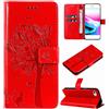 Hancda Custodia per iPhone SE 2022 / iPhone SE 2020 / iPhone 8 / iPhone 7 Cover Custodia Portafoglio in Pelle con Porta Carte Disegni Flip Case Magnetica a Libro Sottile Cuoio Antiurto Cover,Rosso