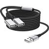 MOGOOD Cavo splitter USB Y splitter adattatore Dual USB 2.0 cavo di rete per carica/trasferimento dati Dual Double USB Extender Hub Extra Multiport Data Split Adattatore per computer