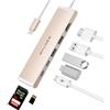 WALNEW - Docking Station in alluminio 7 in 1 con 100 W PD, 4 K HDMI, USB 3.0 e USB-C, SD, connettività migliorata, per MacBook Air,Pro, Lenovo ThinkPad, Dell XPS, HP, Surface Laptop e molto altro