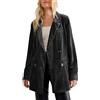 BIISDOST Offerte Oggi Giacca Donna in Velluto Oro Tinta Unita Moda Casual Donna Elegante Autunno Inverno Cappotto Pile, Nero , XXL